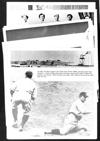 Lot of (15) 1960s Sports Pix Premium Photos w. Babe Ruth, Gehrig, DiMaggio, Musial, Mays, Gehrig/Cobb, Maris